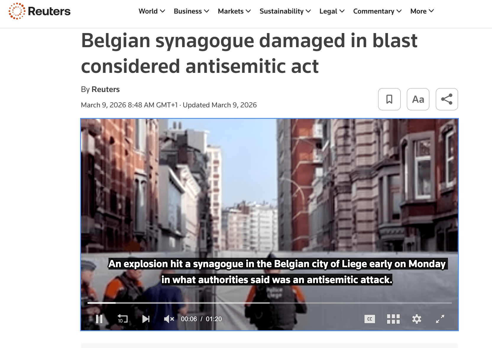 Reuters - Attaque contre la Synagogue de Liège