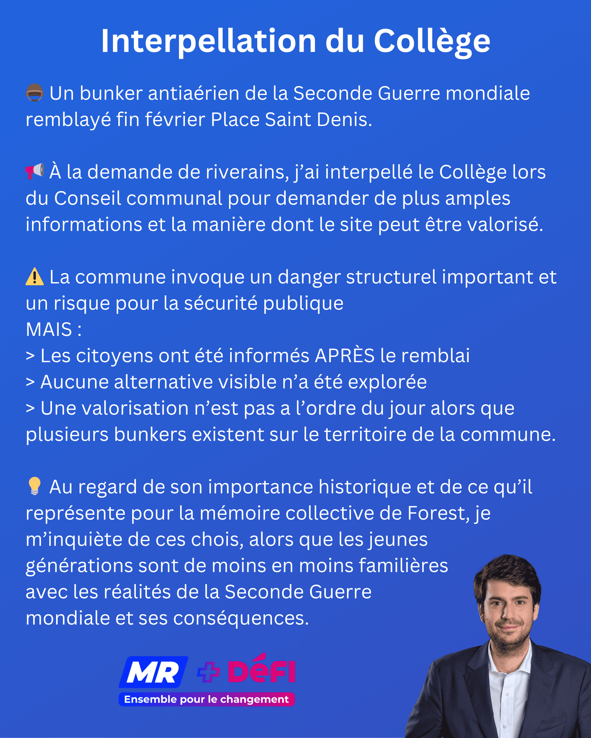 Interpellation at the Municipal Council of March 24: Backfilling of a Second World War bunker